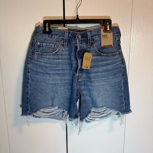 Levi's Women's Distressed Blue 501 Jean Shorts